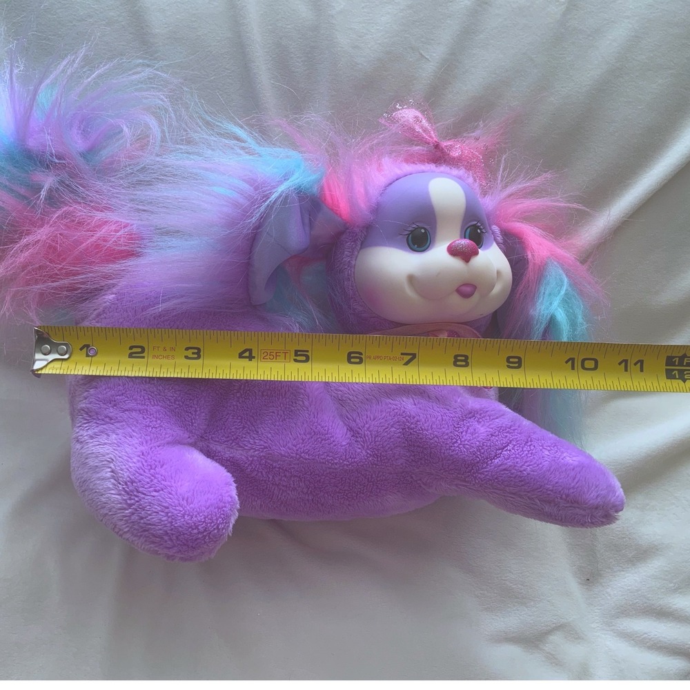 Puppy Surprise Purple Plush Purse Bag Rainbow Hair Puppy Dog 12" Plush Toy - Picture 7 of 8